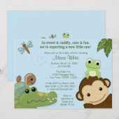 Invitation PML-B bleu de baby shower de Papagayo (Devant / Derrière)