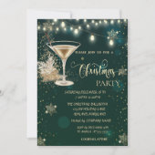 Invitation Pneus d'or, Verre, Lumières Vert Noël (Devant)