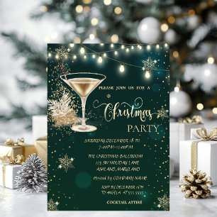 Invitation Pneus d'or, Verre, Lumières Vert Noël