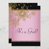 Invitation Pneus roses Flamme de neige bébé fille Douche (Devant / Derrière)