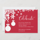 Invitation Pneus rouges et blancs et ornements de Noël (Devant)