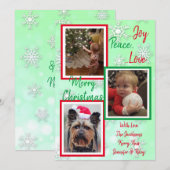 Invitation Pneus verts et rouges Photos de famille Noël (Devant / Derrière)