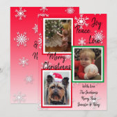 Invitation Pneus verts et rouges Photos de famille Noël (Devant / Derrière)