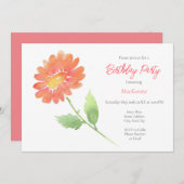 Invitation Poche aquarelle marguerite (Devant / Derrière)