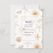 Invitation Poche Beach Seashells Fleurs Mariage moderne RSVP (Devant)