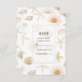 Invitation Poche Beach Seashells Fleurs Mariage moderne RSVP (Devant / Derrière)