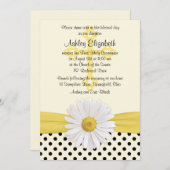 Invitation Poche blanc d'ivoire jaune marais point Première c (Devant / Derrière)