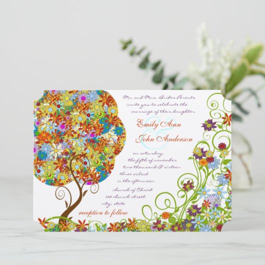 Invitation Poche de forêt enchantée Arbre à conte de fées flo (Debout devant)