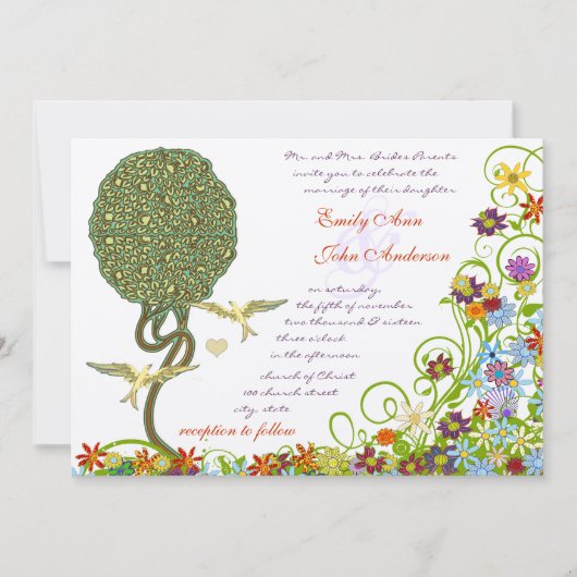 Invitation Poche de forêt enchantée Arbre à conte de fées flo (Devant)