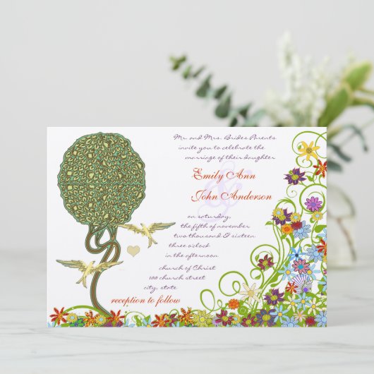 Invitation Poche de forêt enchantée Arbre à conte de fées flo (Debout devant)