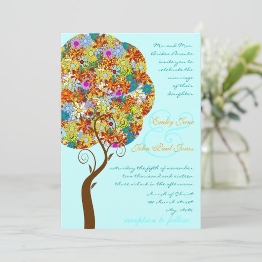 Invitation Poche de forêt enchantée Arbre à conte de fées flo (Debout devant)