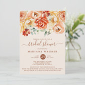 Invitation Poche de rouille Fête des mariées florale beige (Debout devant)