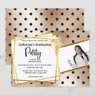 Invitation Poche d'or rose point do-it-yourself photo caduceu