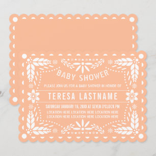 Invitation Poche et blanc papillon picado bébé douche