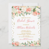 Invitation Poche et or parties scintillant fleurie douche nup (Devant)