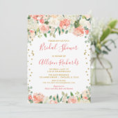 Invitation Poche et or parties scintillant fleurie douche nup (Debout devant)