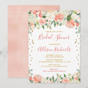 Invitation Poche et or parties scintillant fleurie douche nup