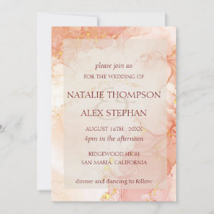 Invitation Poche Gold Marbre Effet Monogramme Mariage élégant
