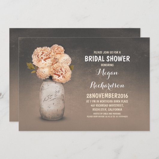 Invitation Poche peinte bocal bocal rustique douche nuptiale (Devant / Derrière)