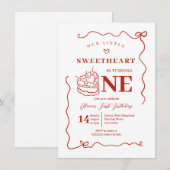 Invitation Poche rouge dessinée à la main Petite amoureuse to (Devant / Derrière)