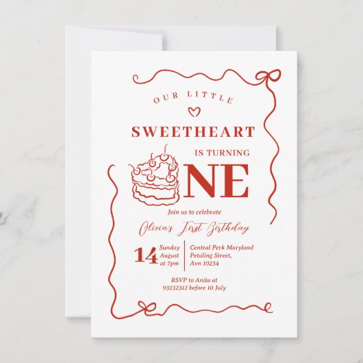 Invitation Poche rouge dessinée à la main Petite amoureuse to (Devant)