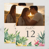 Invitation Poche Tropical Floral Numéro de tableau (Devant / Derrière)