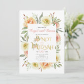 Invitation Pocher fleurs d'aquarelle florale B' Not Mitzvah (Debout devant)