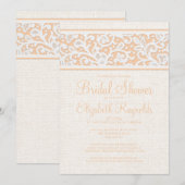 Invitation Pocher Rustique Burlap Linge Douche nuptiale Invit (Devant / Derrière)