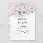 Invitation pochoir rustique botanique élégant mariage (Devant / Derrière)