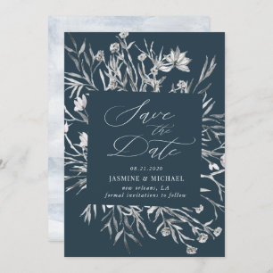 Invitation pochoir rustique botanique Enregistrer la date Inv