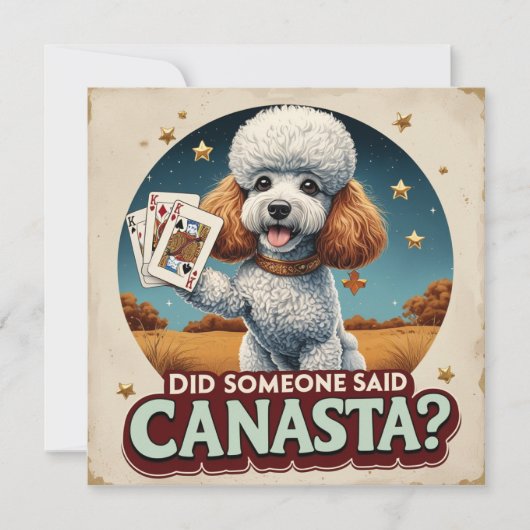 Invitation Poddle aime le jeu de canasta (Devant)