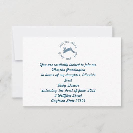 Invitation Poem Bunny Bee Bunnies Bees Baby shower (Devant)