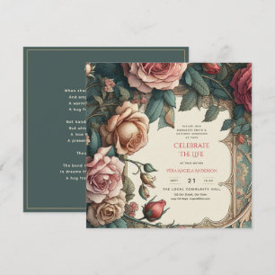 Invitation Poème commémoratif de la fête de la vie des Roses