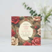 Invitation Poème commémoratif de la vie des Roses rouges vint (Debout devant)