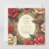 Invitation Poème commémoratif de la vie des Roses rouges vint (Devant)