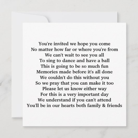 Invitation Poème d'invitation (Devant)