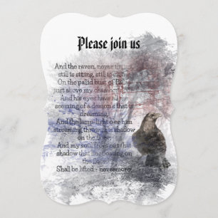 Invitation Poème Edgan Allan Poe Raven pour la fête d'Hallowe