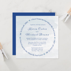 Invitation Poème hébreu de l'amour étoile de David Mariage ju