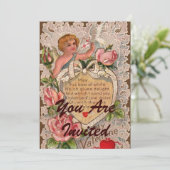 Invitation Poème Saint Valentin avec dentelle (Debout devant)