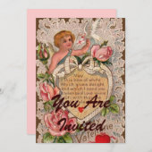 Invitation Poème Saint Valentin avec dentelle (Devant / Derrière)