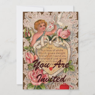 Invitation Poème Saint Valentin avec dentelle