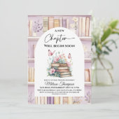 Invitation Poetcore New Chapter Pink Girl Book Baby Shower (Debout devant)
