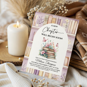 Invitation Poetcore Nouveau Chapitre Fille Rose Livre Baby Sh
