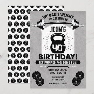 Invitation Poids Exercice Fitness Crossfit 40e anniversaire