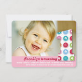 Invitation Poids Fuzzy Couleur Points 1er Anniversaire Photo (Devant)