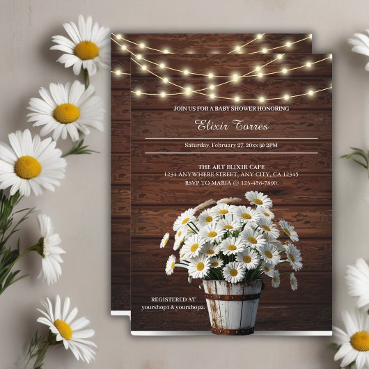 Invitation Poids rustique dans le Baby shower en fleur