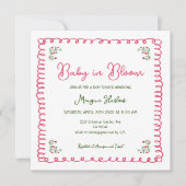 Invitation Poignée À La Main Bébé Floral En Fleur Baby shower (Devant)