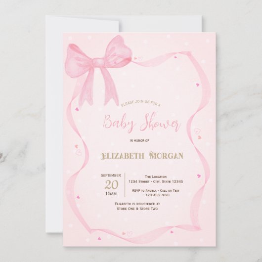 Invitation Poignée à la main Bow Elegant Frame Dots (Devant)