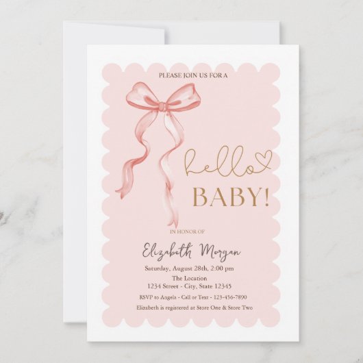 Invitation Poignée à la main Bow Elegant Frame Dots (Devant)