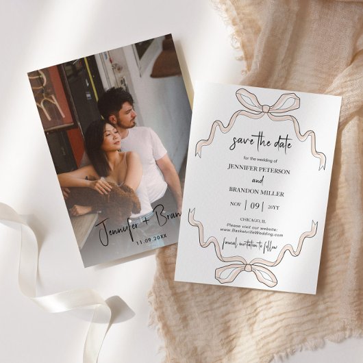 Invitation Poignée à la main Bow Enregistrer la photo de la d